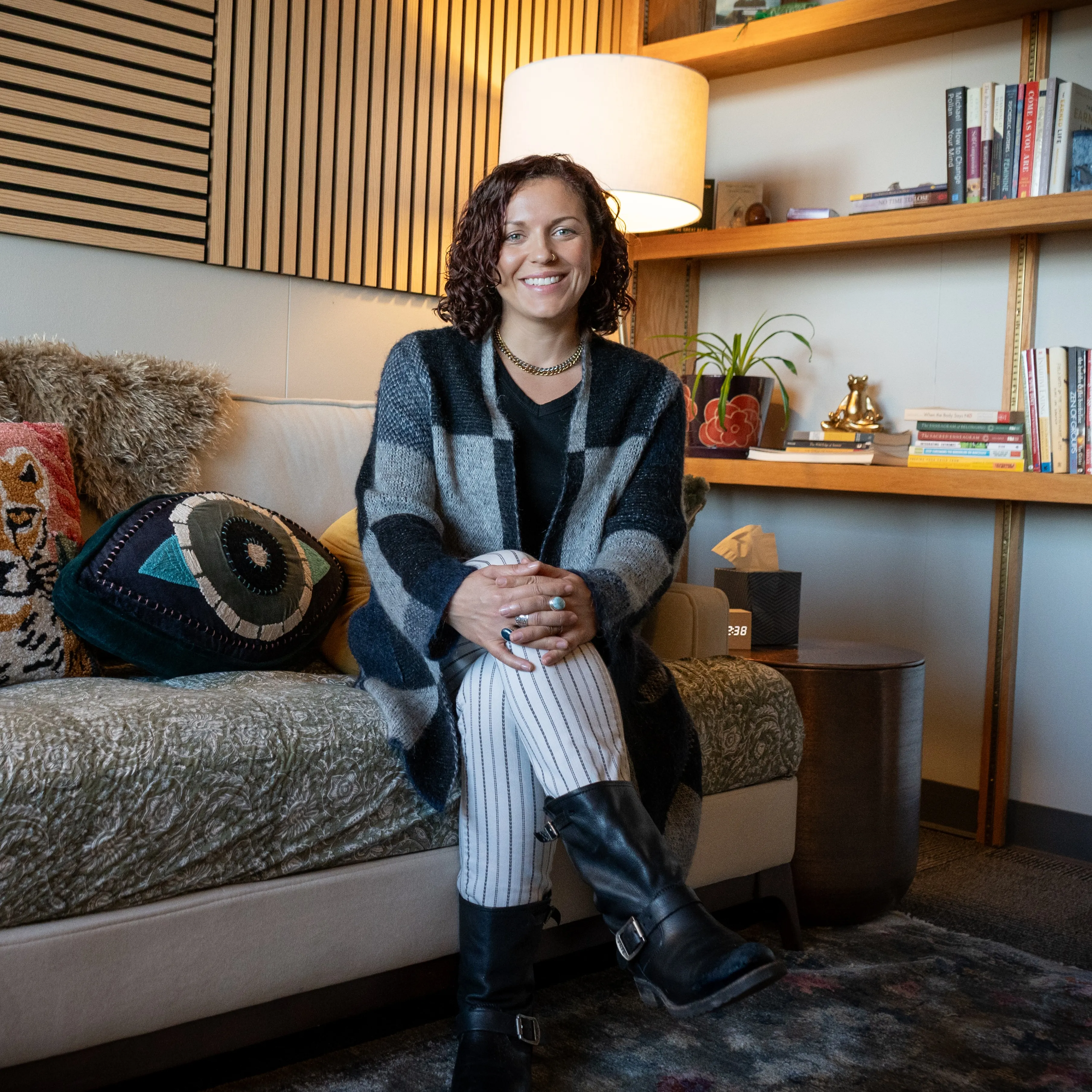 Monique Vincent seated in a therapy office
