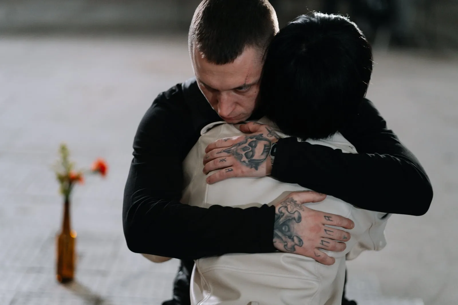 Two people embracing